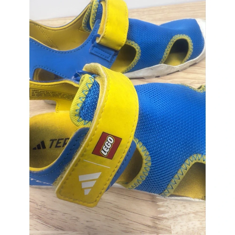 adidas Terrex Captain Toey Sandals LEGO‎ Bright Blue Cloud White Yellow Sz 5 #55